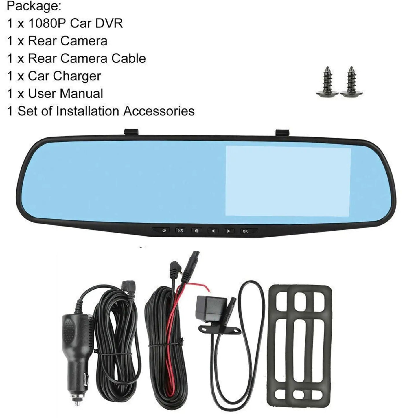 📹: 1080P HD Rearview Mirror Car DVR - Dual Dash Cam Front & Rear Video Recorder
