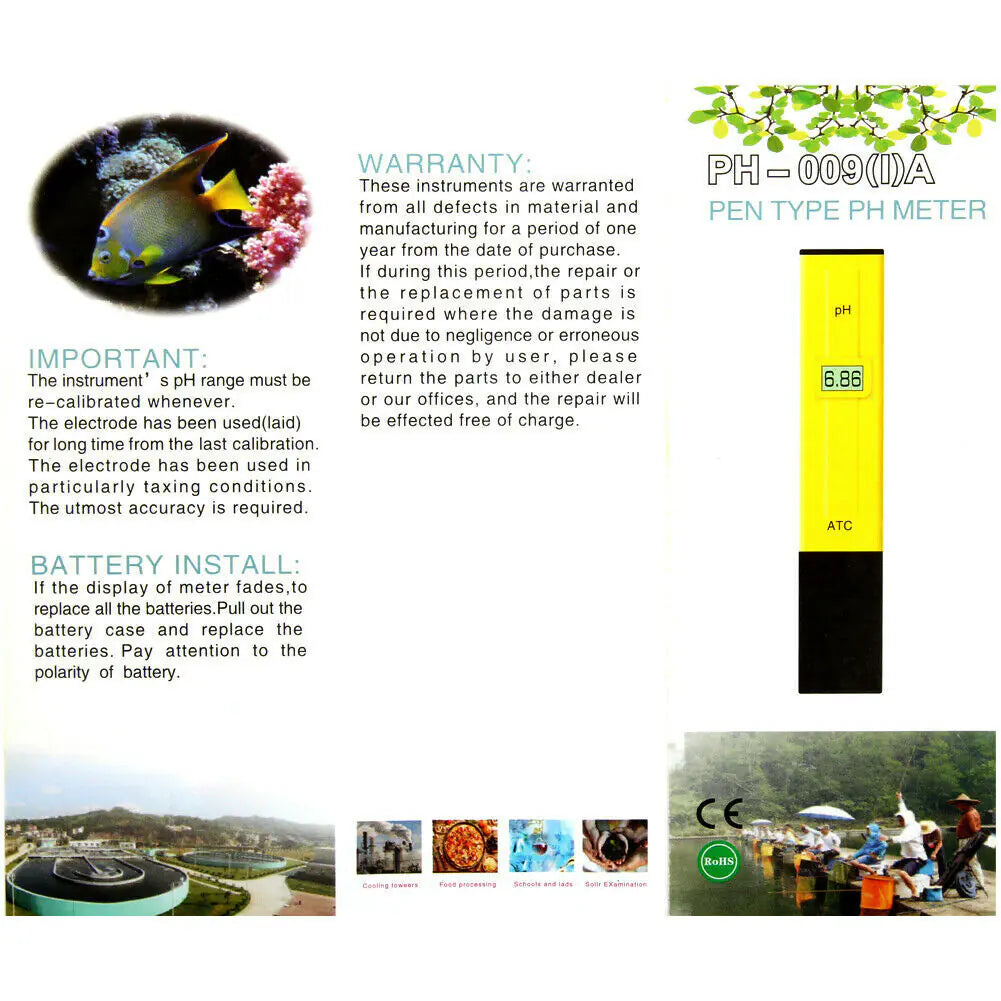 🧪 Digital Electric pH Meter - LCD Pocket Tester for Hydroponics & Aquariums