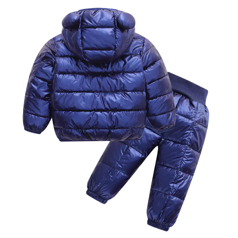 🧥: Kids' Down Jacket and Cotton Coat Two-Piece Set
