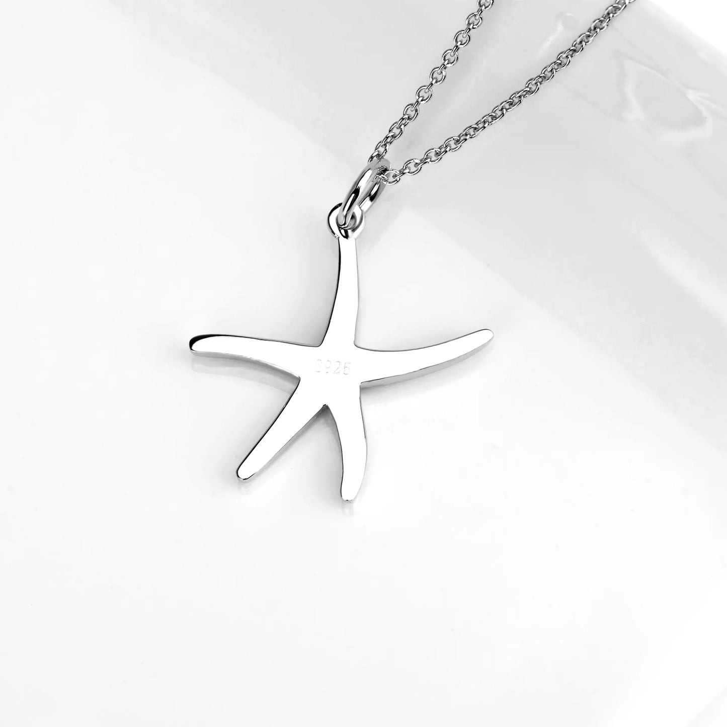 💎: 925 Sterling Silver Starfish Pendant Necklace - Ocean Charm Jewelry for Women