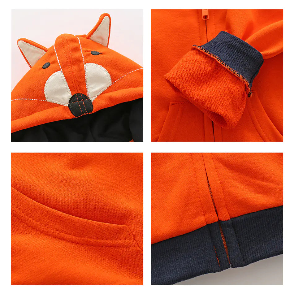 🐯: Kids Cartoon Tiger Fox Ear Hooded Jacket for Boys
