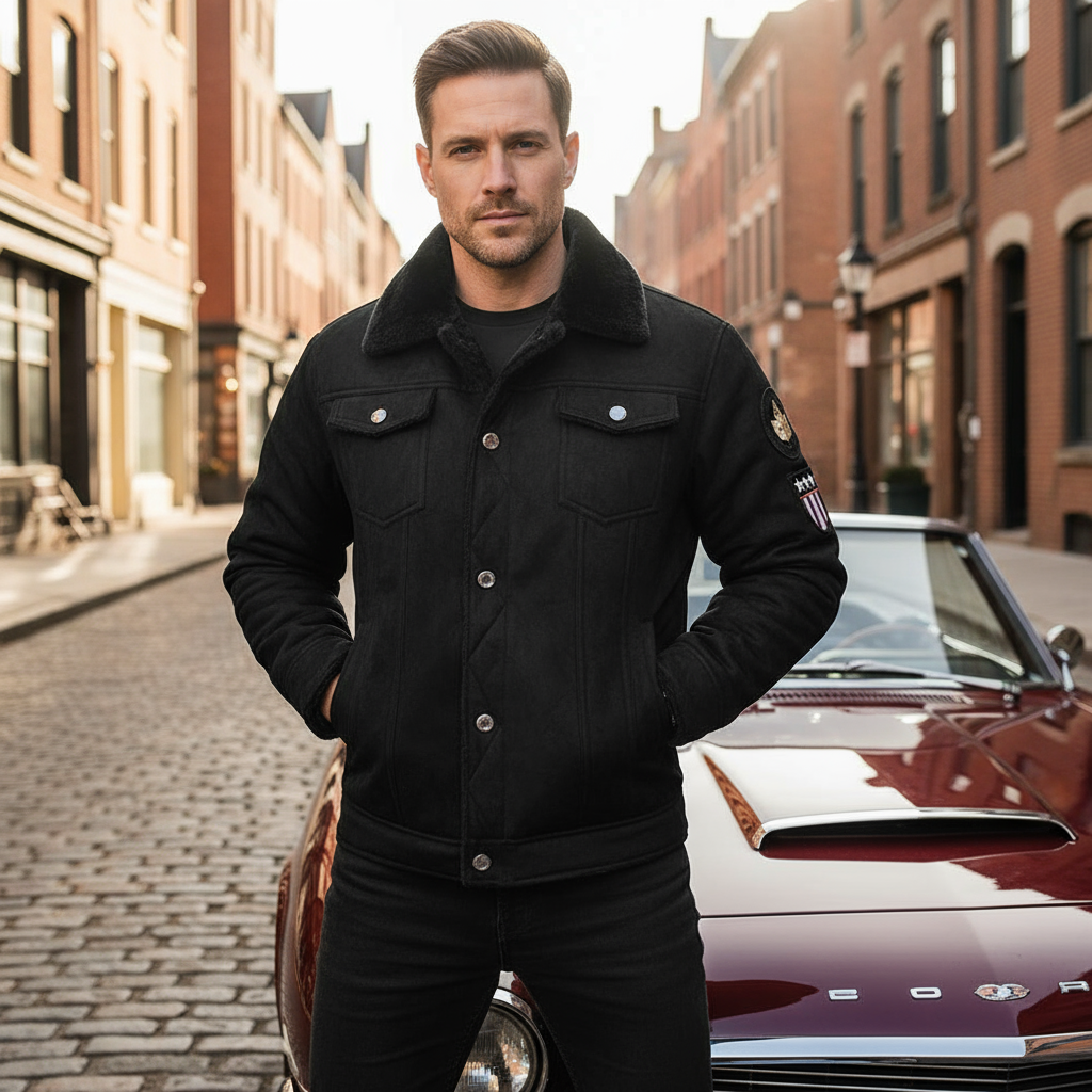 🧥: Single-Breasted Lapel Coat with Faux Fur Trim - Luxury Winter Style