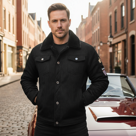 🧥: Single-Breasted Lapel Coat with Faux Fur Trim - Luxury Winter Style