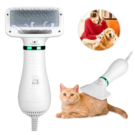 🐾: Pet Electric Hair Dryer Comb - 2-in-1 Grooming Tool for Dogs & Cats