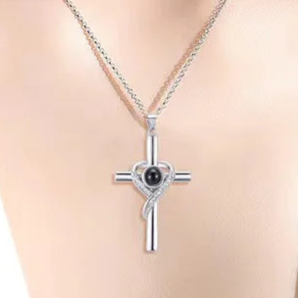✝️: Cross with Heart Shaped Pendant