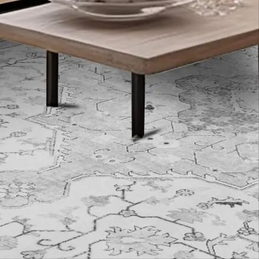 🏠 Brevonox Area Rug for Living Room - Indoor Machine Washable Rug for Bedroom Vintage Rug Dinning Room Floor Carpet Non-Slip Backing Rugs Floral Soft Low-Pile Office Rug (Light Grey 5 × 7)