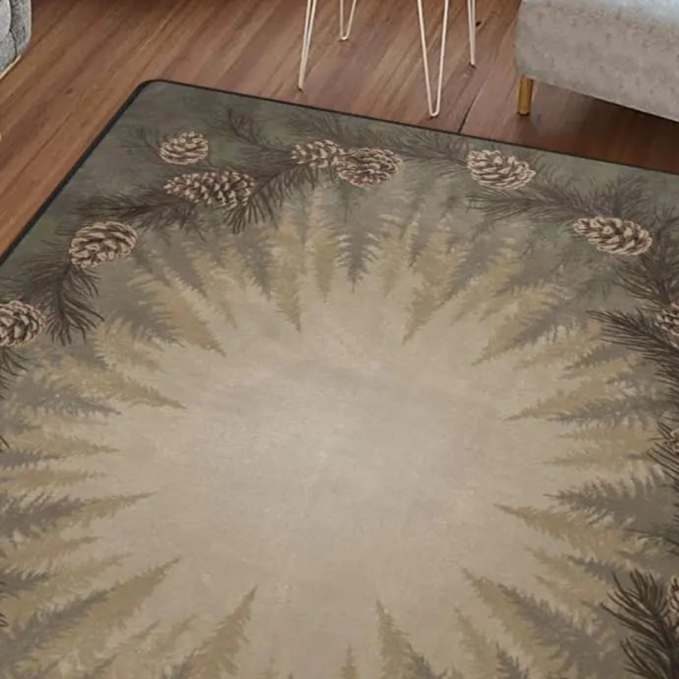 🌲: Amorettise Pine Cones Area Rug 5x7 - Rustic Brown Nature Carpet