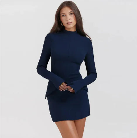 Elegant Slim-Fit Long-Sleeve Dress