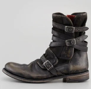 🥾: Men's Casual Short Boots with Chunky Heel & Side Zipper