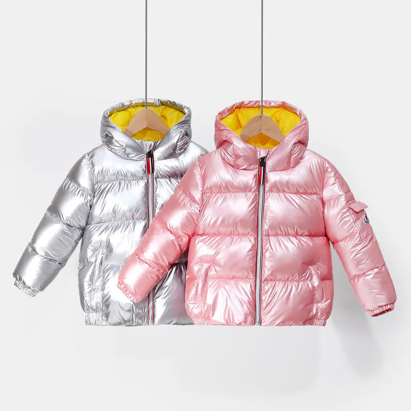 🧥: Shiny Down Jacket for Kids - Lightweight Winter Outerwear