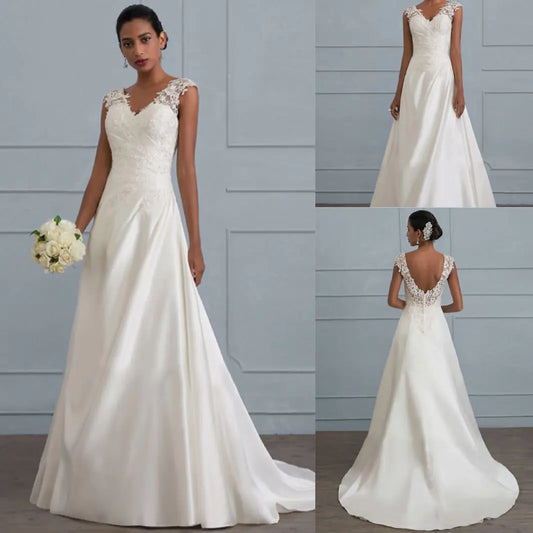 👰: Off-the-Shoulder V-Neck Lace Mermaid Wedding Dress