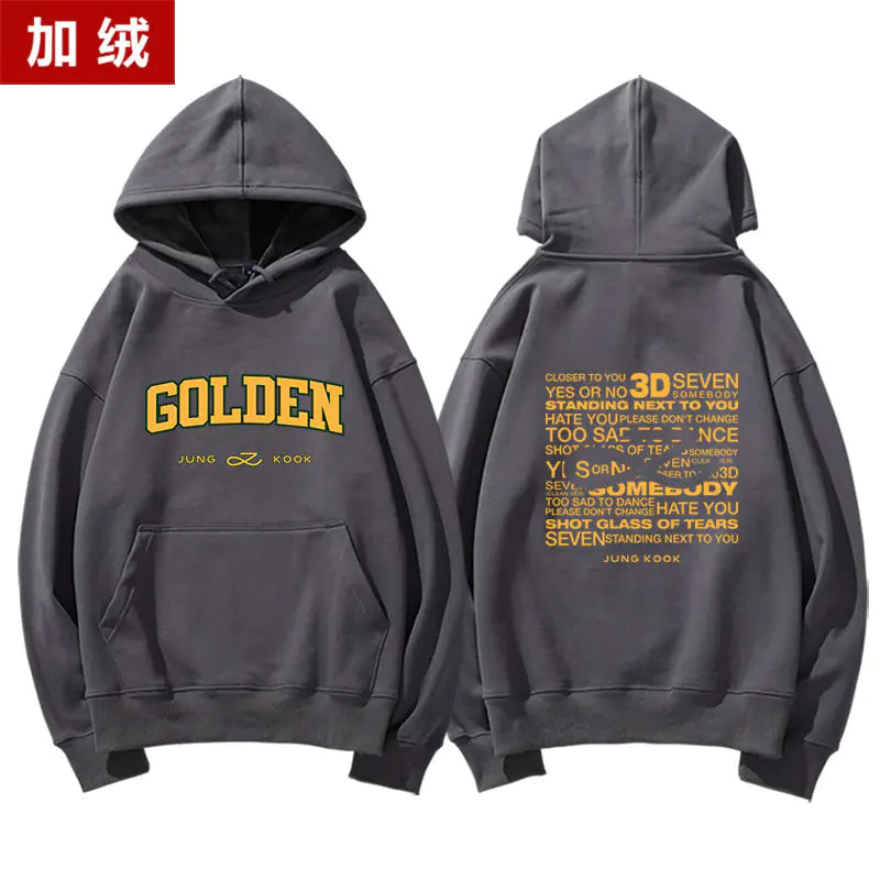 👗: Jungkook Golden Album Hoodie - Fleece Pullover Top