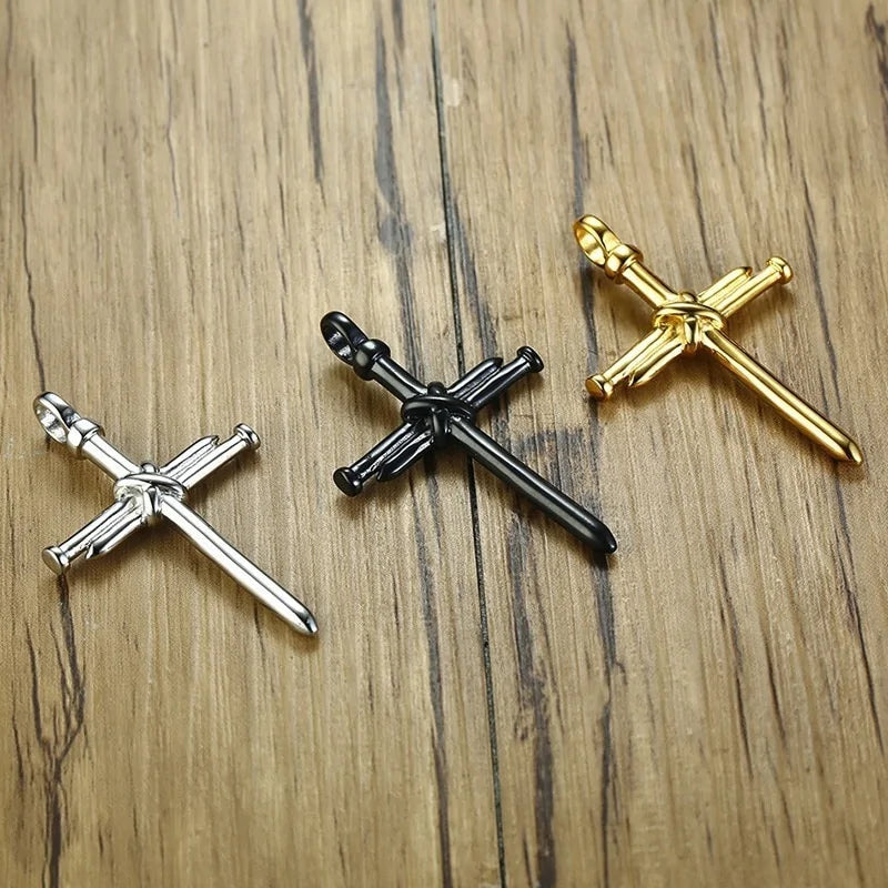 Punk Style Titanium Steel Cross Pendant Necklace - Wholesale