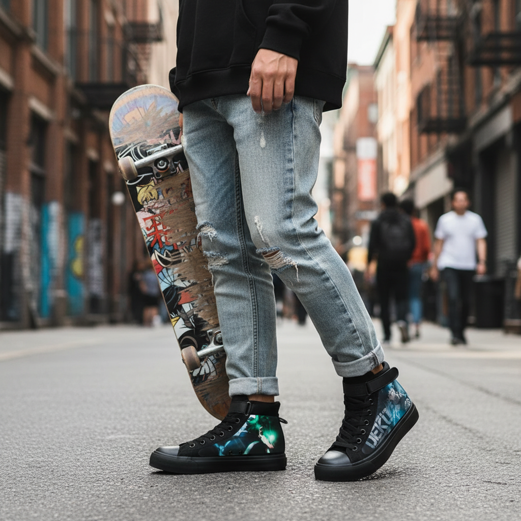 👟: My Hero Academia High-Top Sneakers - Deku & Bakugou Anime Cosplay Shoes