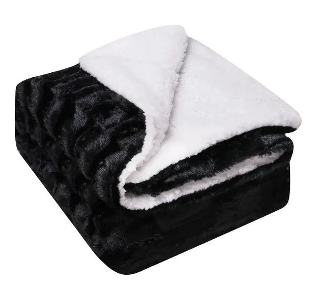 Thickened Flannel & Lamb Wool Double-Sided Blanket