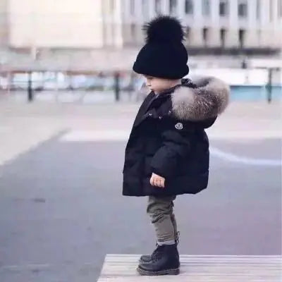 🧥: Kids' Cotton Jacket with Fur Collar - Hooded Winter Coat