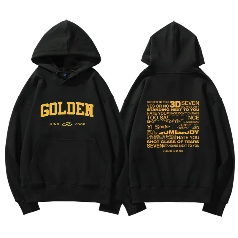 👗: Jungkook Golden Album Hoodie - Fleece Pullover Top