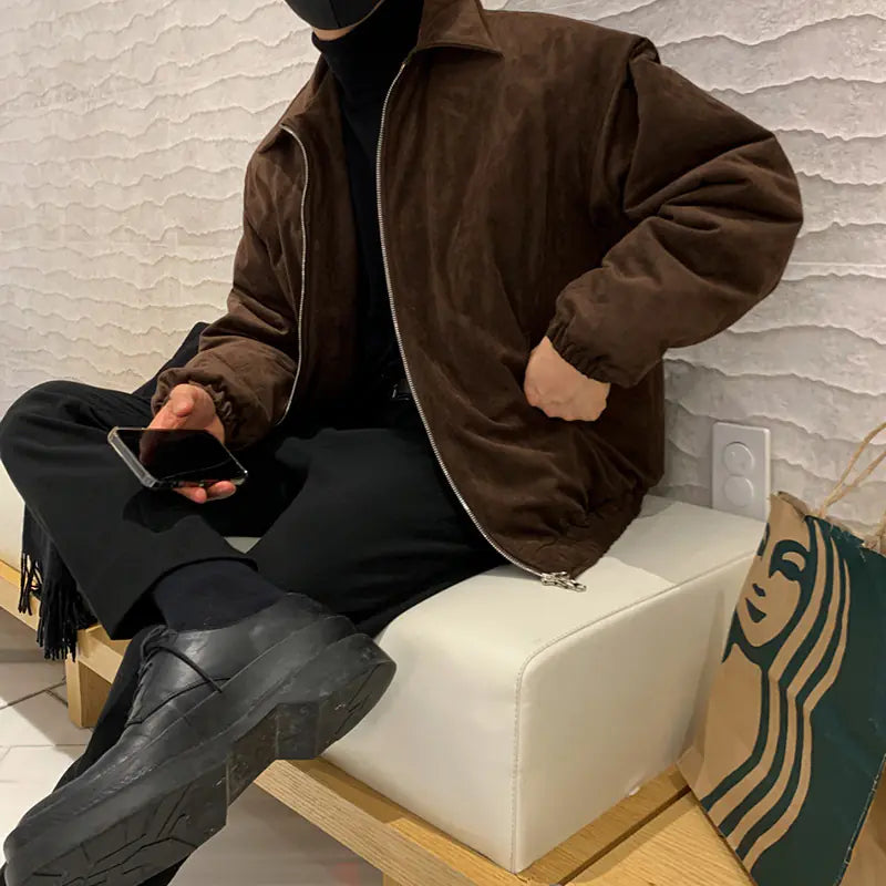 🧥: Men's Suede Jacket - Winter Thickened Cotton Coat