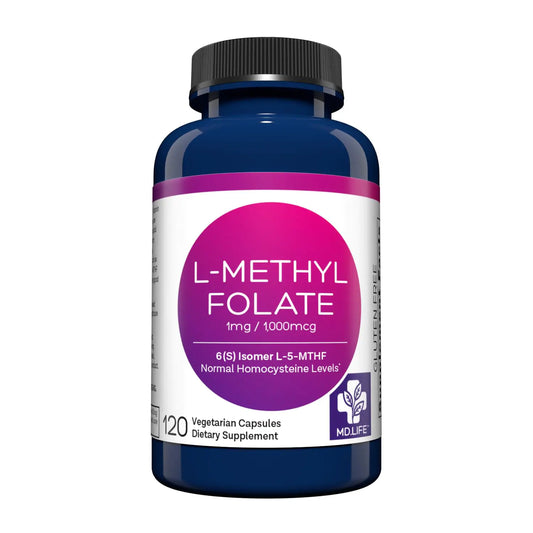 💊 MD Life L-Methylfolate 1mg - Professional MTHFR Support 120 Capsules
