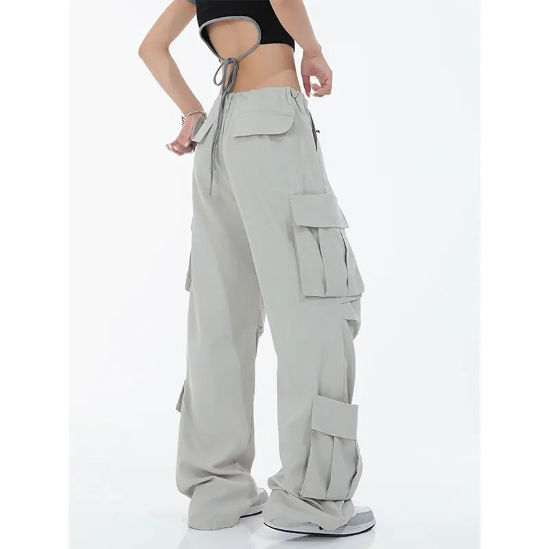 👖: Y2K K-Pop Women's Denim Jeans with Grey Flap Pockets