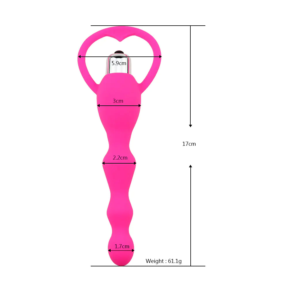 🌙: Vibrating Silicone Anal Plug with Beads for Massage