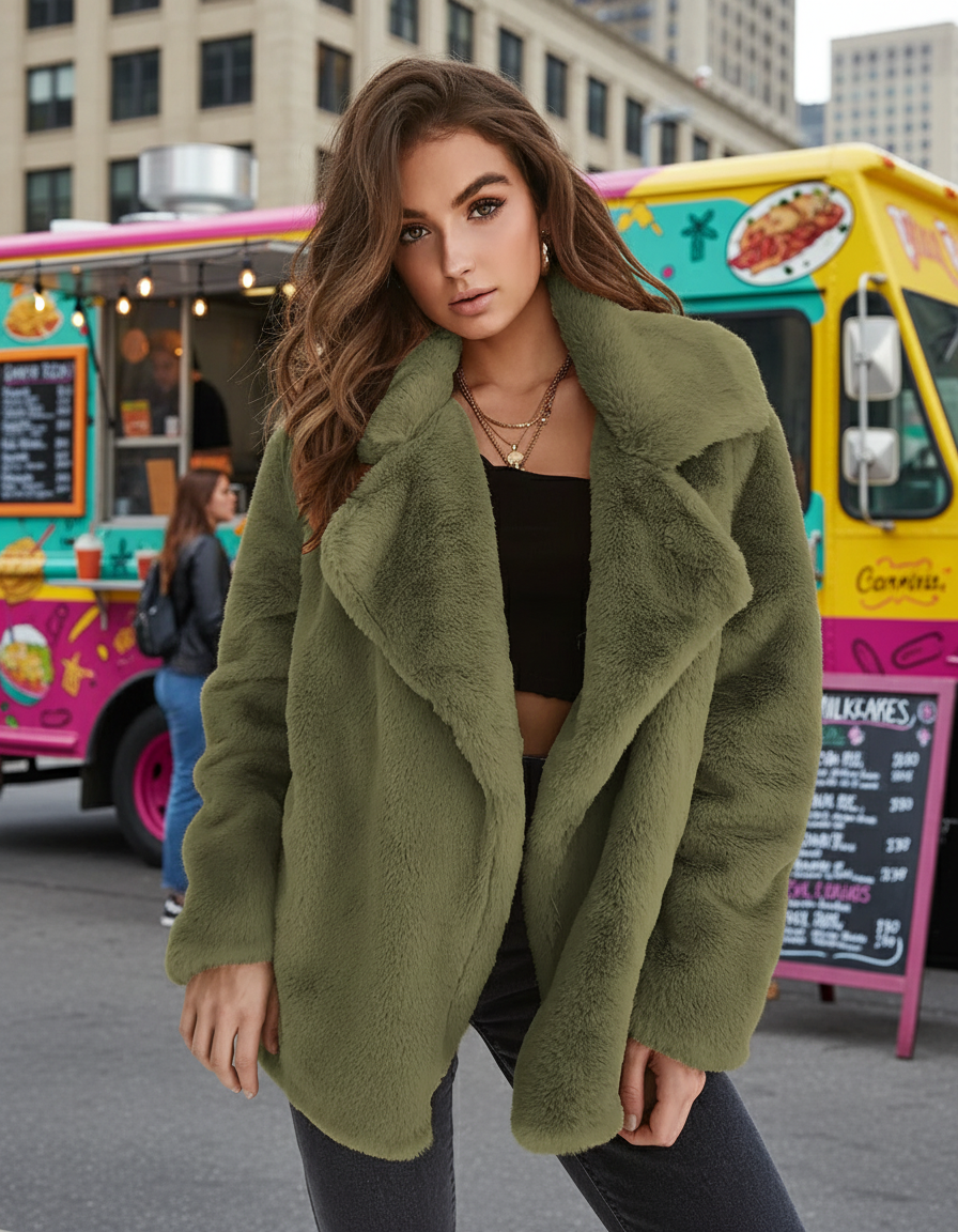 🧥: Fashionable Women's Plush Collar Autumn Winter Coat