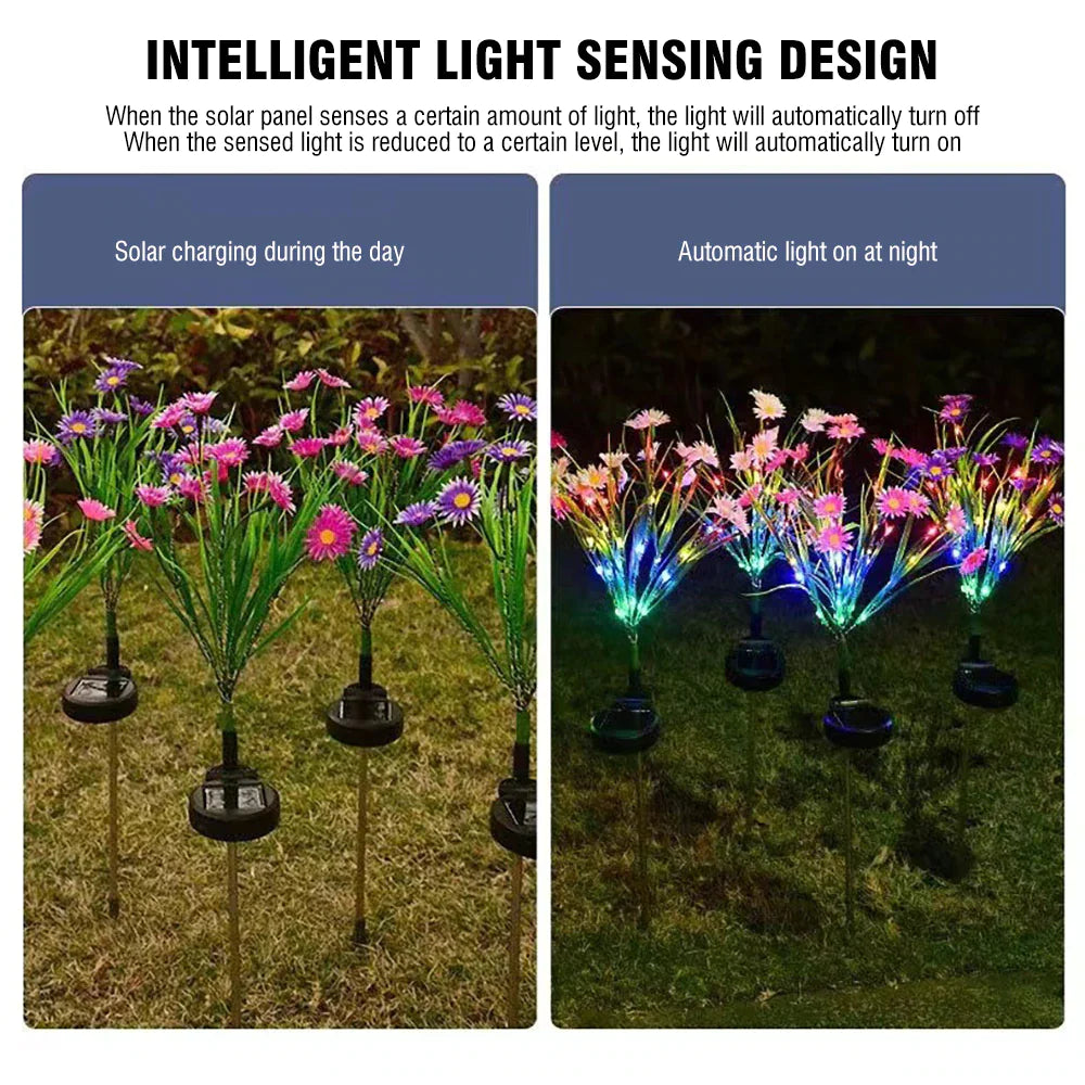 🌸 Solar Garden Lights LED Flower Stake - Waterproof Outdoor Patio Decor