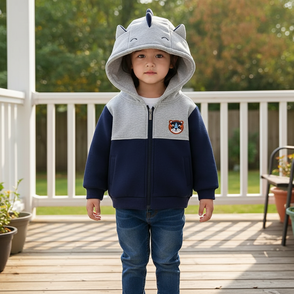 🧥: Simple Padded Hooded Jacket for Kids