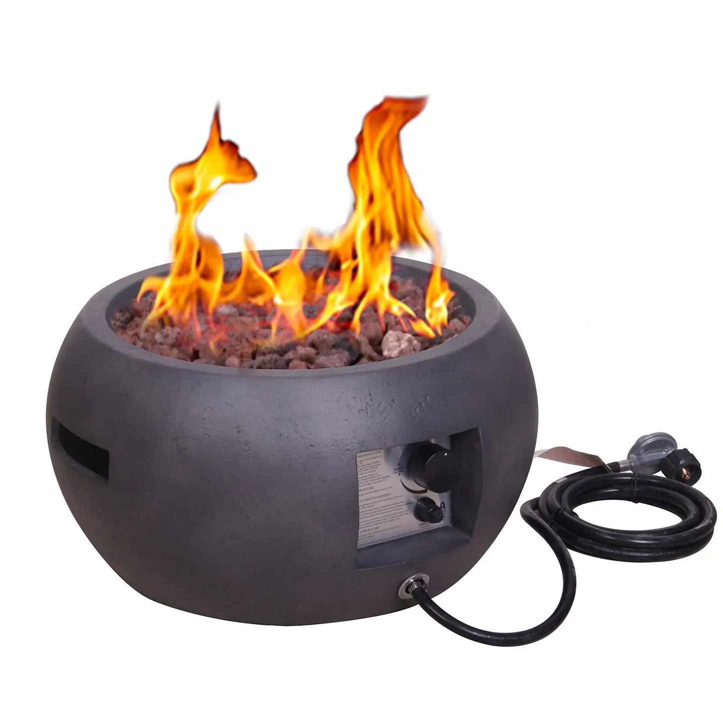 🔥: 22" Round Concrete Fire Pit - 40,000 BTU Propane Outdoor Fire Pit with Weather Cover
