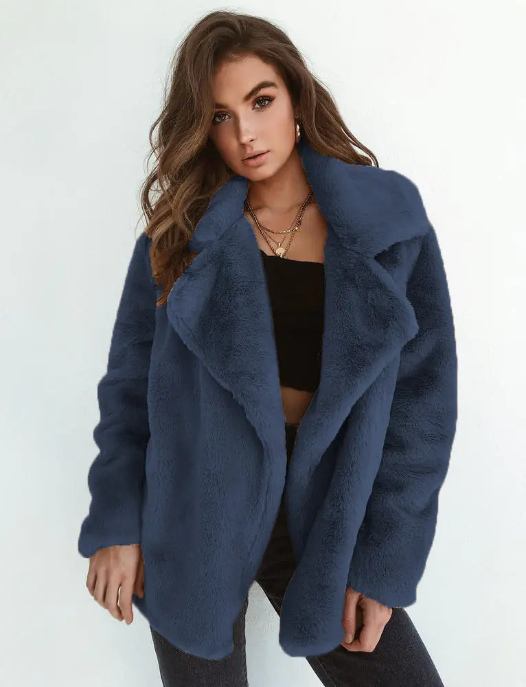 🧥: Fashionable Women's Plush Collar Autumn Winter Coat