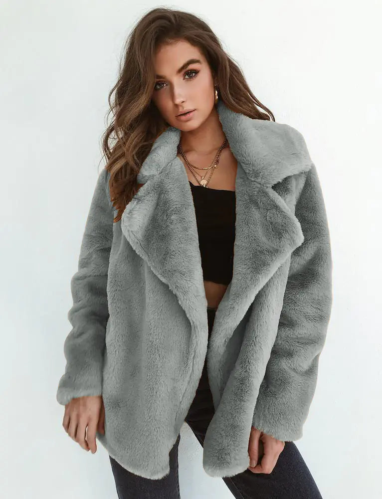 🧥: Fashionable Women's Plush Collar Autumn Winter Coat