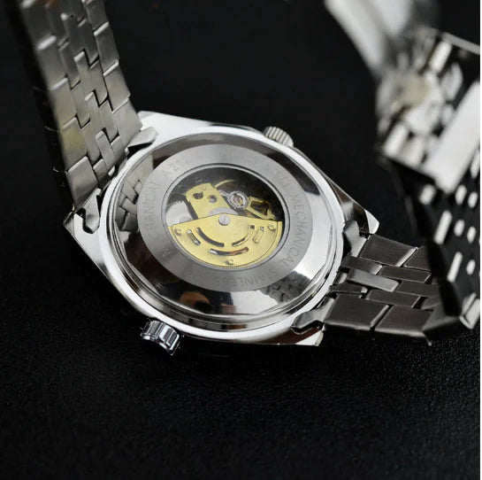 ⌚: Men's Hollow Automatic Mechanical Watch with Steel Band
