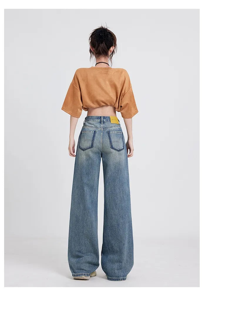 Wide Leg Jeans Women's High Waist Baggy Straight Trousers