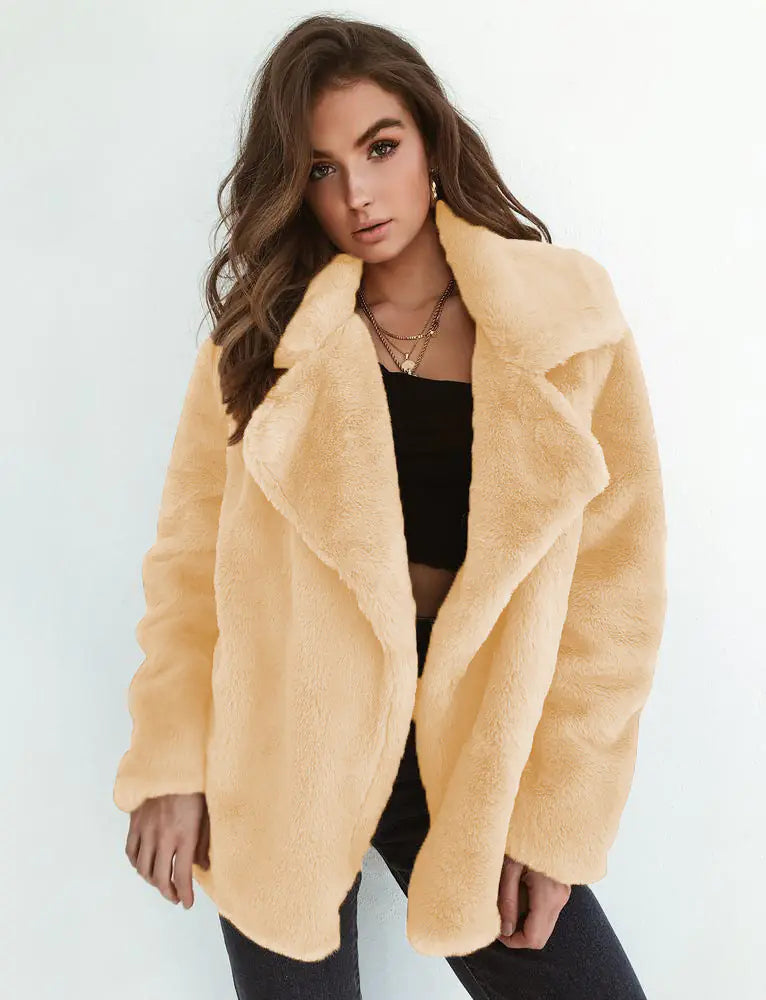 🧥: Fashionable Women's Plush Collar Autumn Winter Coat