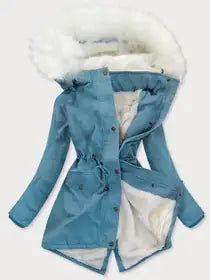 🧥: Women's Hooded Drawstring Plush Jacket - Cozy Fleece Outerwear
