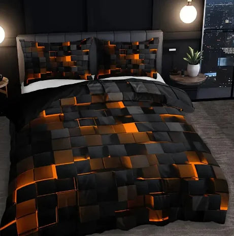 🛏️: Abstract Grid Series Quilt Cover Digital Printing Bedding
