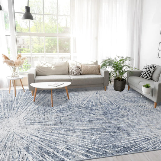 🏠 8x10 Area Rugs for Living Room Machine Washable Modern Abstract Printed Rug Soft Non Slip Carpet Stain Resistant Non-Shedding Rugs for Bedroom Dining Room Kitchen Office