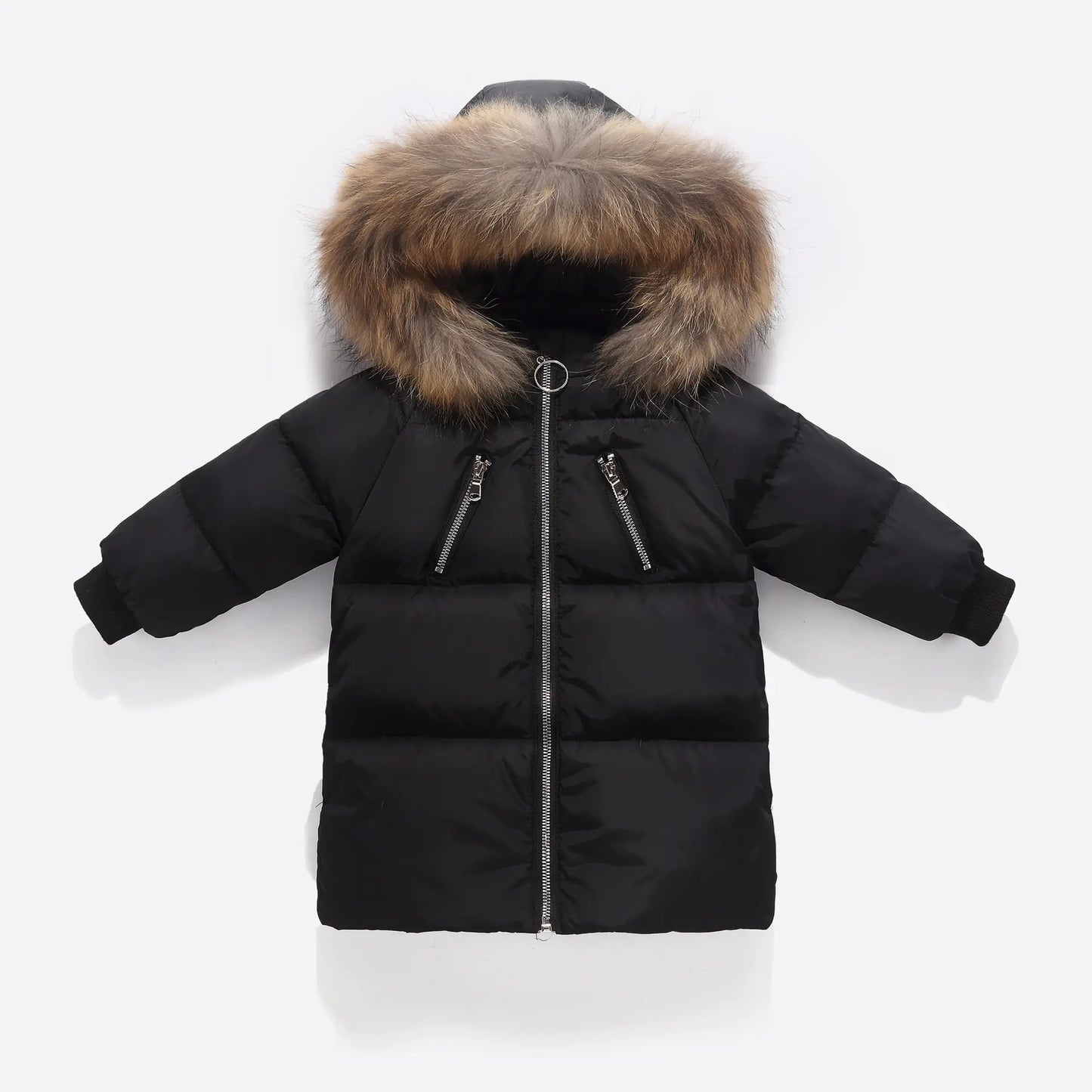 🧥: Kids' Solid Color Down Jacket with Fur Collar - Classic Winter Coat