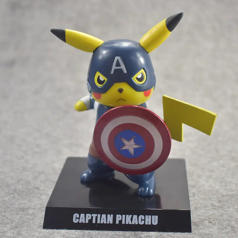 🎮: Pikachu Deadpool Captain America Crossover Figure – Collectible PVC Toy Model