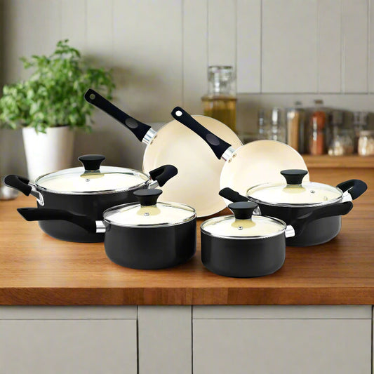 🍳 Cook N Home 10-Piece Nonstick Ceramic Cookware Set - Complete Kitchen Collection (Black)
