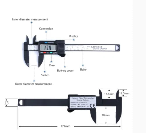📏: Digital Display High Precision Vernier Caliper - Professional Measurement Tool with LCD Screen