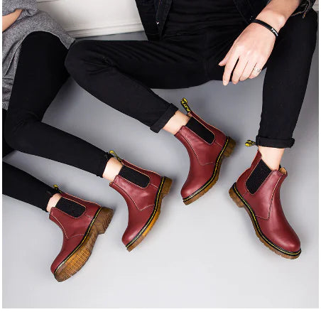 🍂: Autumn Style Thick-Heeled Cowhide Martin Boots - Women's Premium Leather Footwear