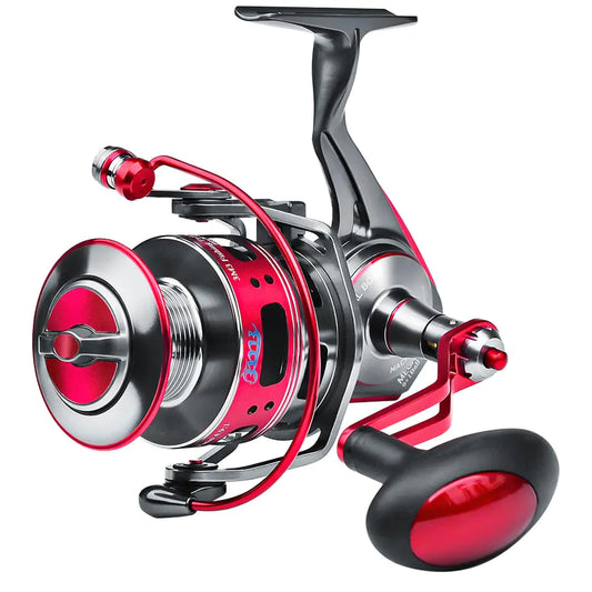 🎣 Full Metal Spinning Fishing Reel - Aluminum Spool Big Game Saltwater Reel Red 6000