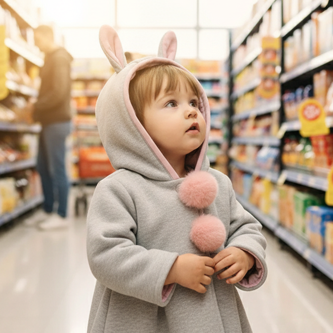 🧥: Cotton Rabbit Ear Hooded Jacket for Kids