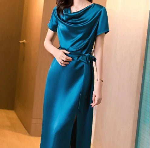 👗: Silk Satin Summer Dress for Women - Elegant Fit Premium Mulberry Silk