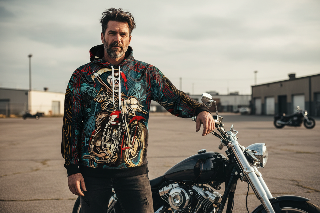 👕: Printed Skull Head Hooded Sweater