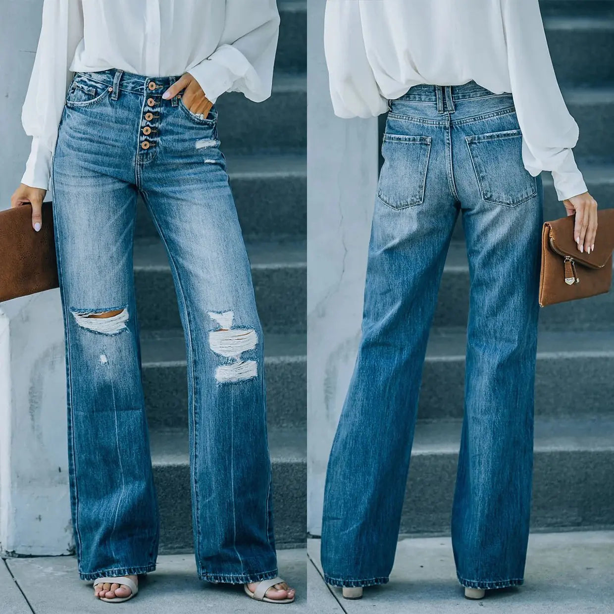 New Autumn Winter Street Water Washed Jeans