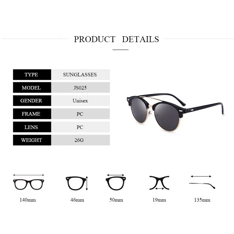 🕶️: Round Polarized Sunglasses - Classic Vintage Style with UV Protection