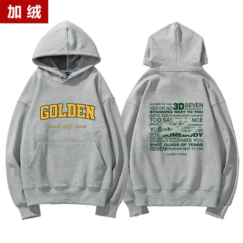 👗: Jungkook Golden Album Hoodie - Fleece Pullover Top