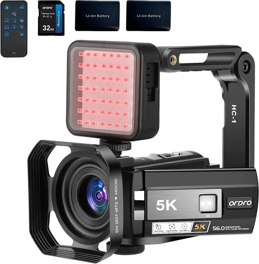 📹 ORDRO 5K Night Vision Camcorder - Professional Vlogging Camera Kit with 30MP & Touch Screen